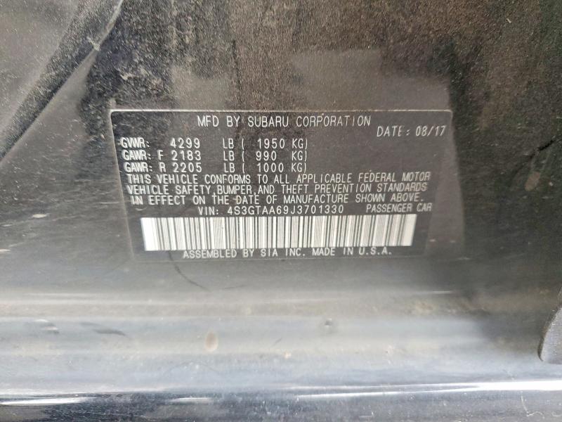 51207056 :رقم المزاد ، 4S3GTAA69J3701330 vin ، 2018 Subaru Impreza مزاد بيع