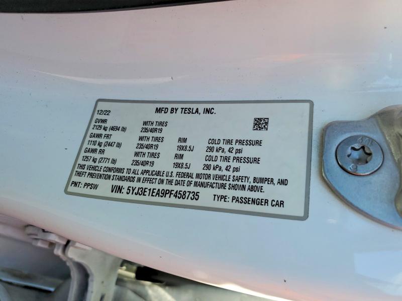 Продажа на аукционе авто 2023 Tesla Model 3, vin: 5YJ3E1EA9PF458735, номер лота: 49592236