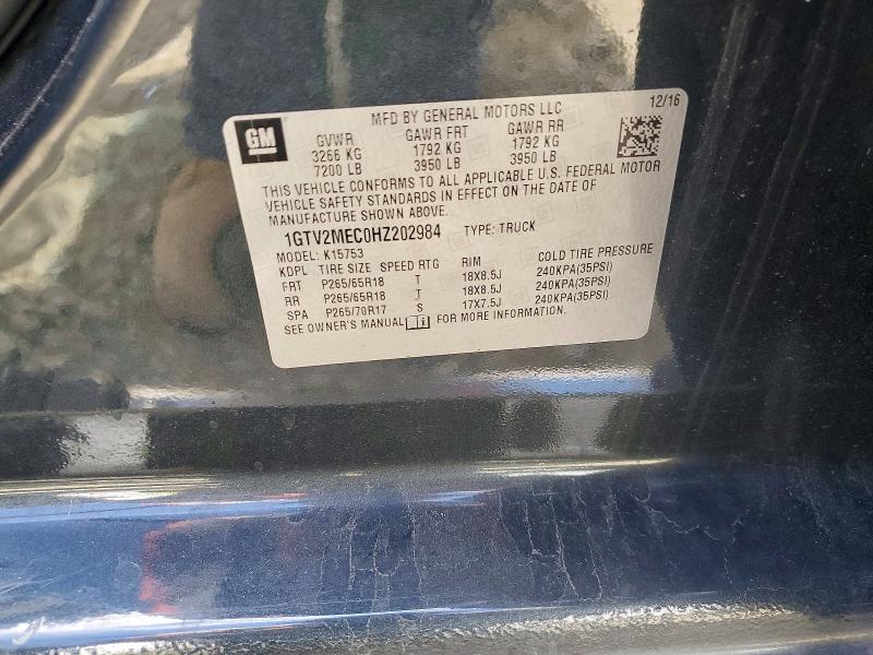 Продажа на аукционе авто 2017 Gmc Sierra, vin: 1GTV2MEC0HZ202984, номер лота: 49833336