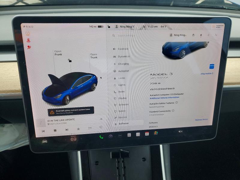 2018 Tesla Model 3 მანქანა იყიდება აუქციონზე, vin: 5YJ3E1EA5JF164479, აუქციონის ნომერი: 50584276