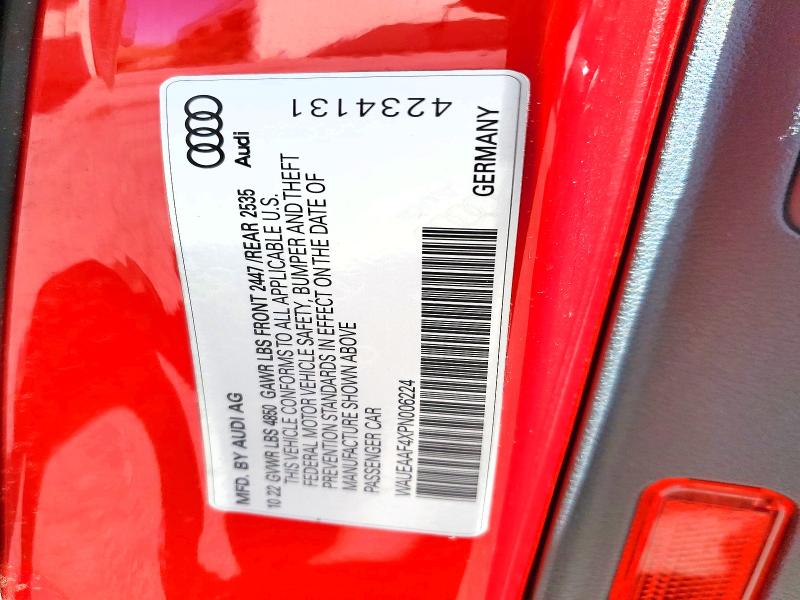 Продаж на аукціоні авто 2023 Audi A4, vin: WAUEAAF4XPN006224, номер лоту: 47985556