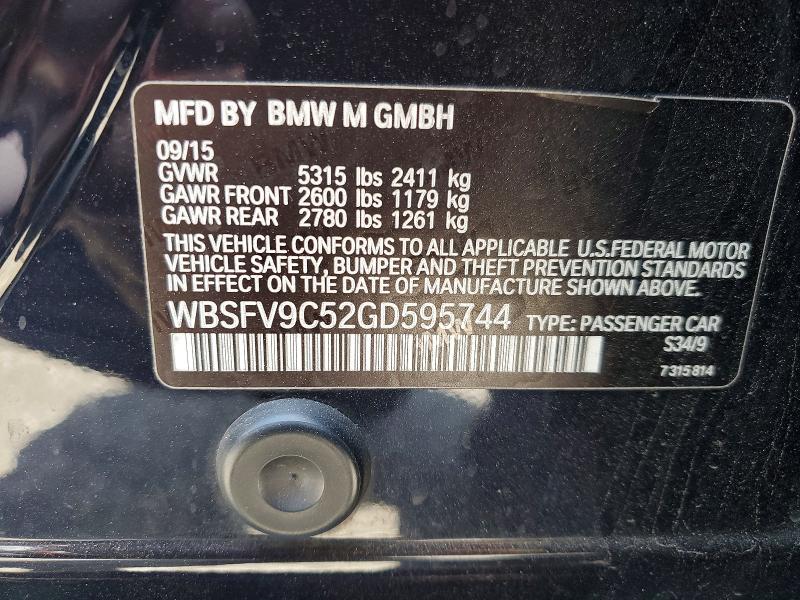 Продажа на аукционе авто 2016 Bmw M5, vin: WBSFV9C52GD595744, номер лота: 51986706
