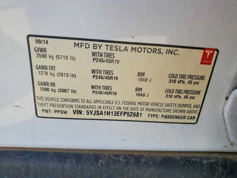Aukcja sprzedaży 2014 Tesla Model S, vin: 5YJSA1H13EFP52681, numer aukcji: 51138536