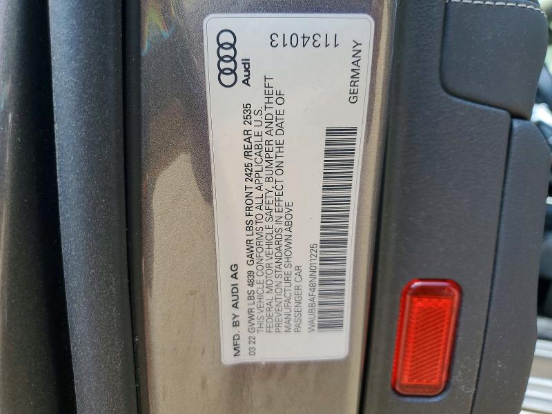 Продаж на аукціоні авто 2022 Audi A4, vin: WAUBBAF48NN011225, номер лоту: 51120846