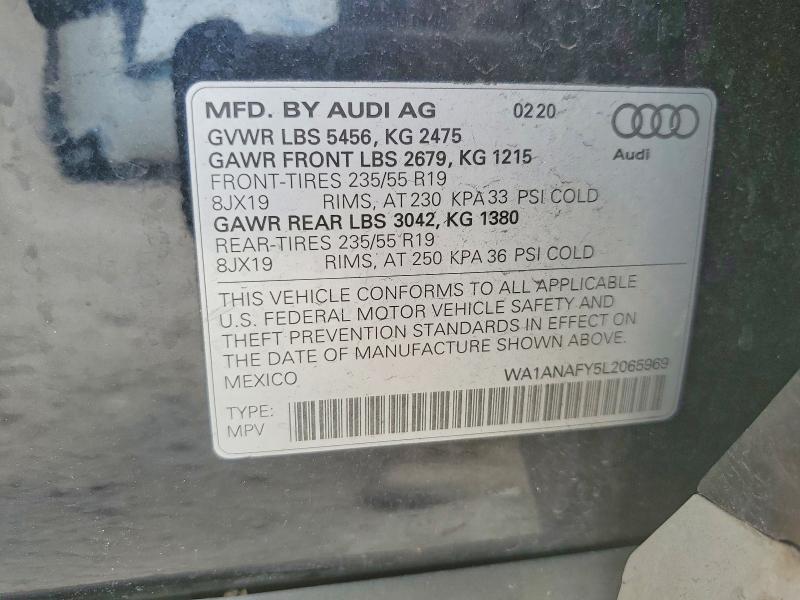 48916406 :رقم المزاد ، WA1ANAFY5L2065969 vin ، 2020 Audi Q5 مزاد بيع