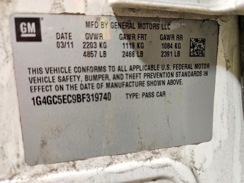 49573746 :رقم المزاد ، 1G4GC5EC9BF319740 vin ، 2011 Buick Lacrosse مزاد بيع