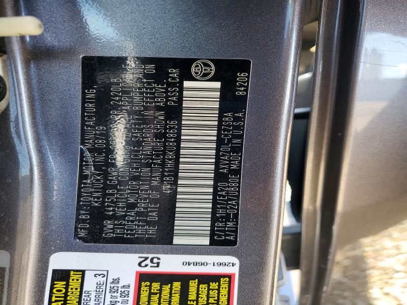 Aukcja sprzedaży 2019 Toyota Camry, vin: 4T1B11HK8KU848636, numer aukcji: 49447336