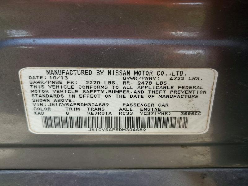 Aukcja sprzedaży 2013 Infiniti G37 Sedan, vin: JN1CV6AP5DM304682, numer aukcji: 50060106