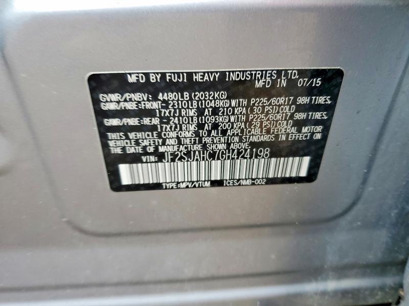 49715016 :رقم المزاد ، JF2SJAHC7GH424198 vin ، 2016 Subaru Forester مزاد بيع