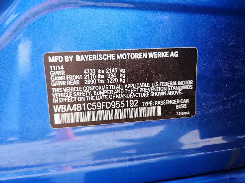 Продаж на аукціоні авто 2015 Bmw 435, vin: WBA4B1C59FD955192, номер лоту: 47738606