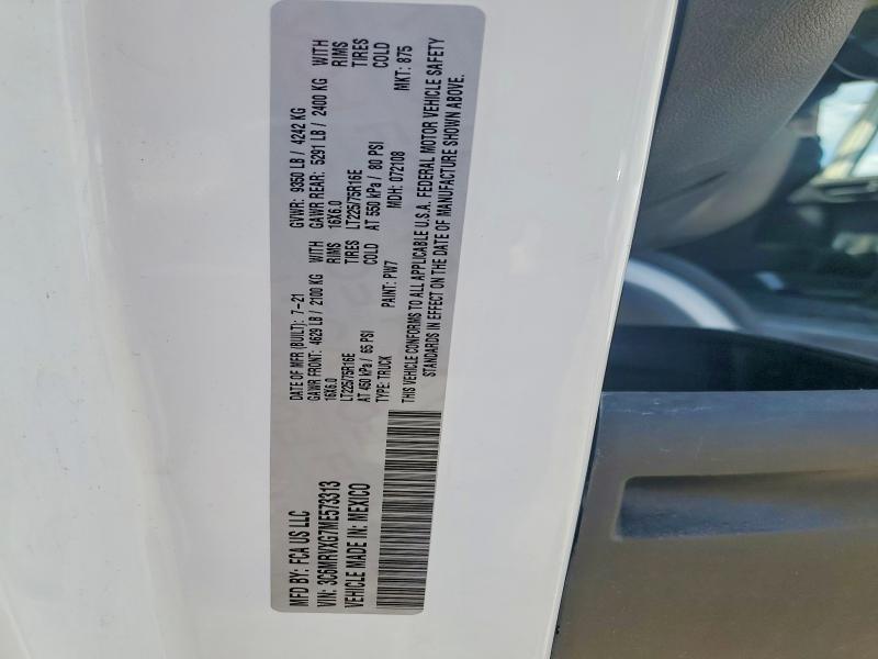2021 Ram Promaster 3500 მანქანა იყიდება აუქციონზე, vin: 3C6MRVXG7ME573313, აუქციონის ნომერი: 49719016