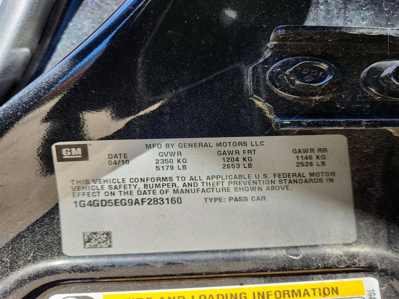 48814936 :رقم المزاد ، 1G4GD5EG9AF283160 vin ، 2010 Buick Lacrosse مزاد بيع