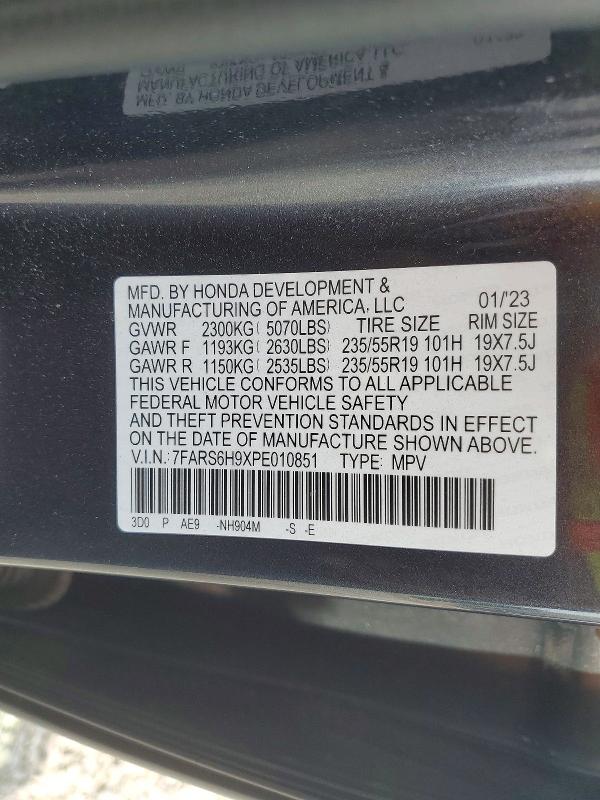 Aukcja sprzedaży 2023 Honda Cr-v, vin: 7FARS6H9XPE010851, numer aukcji: 49720736