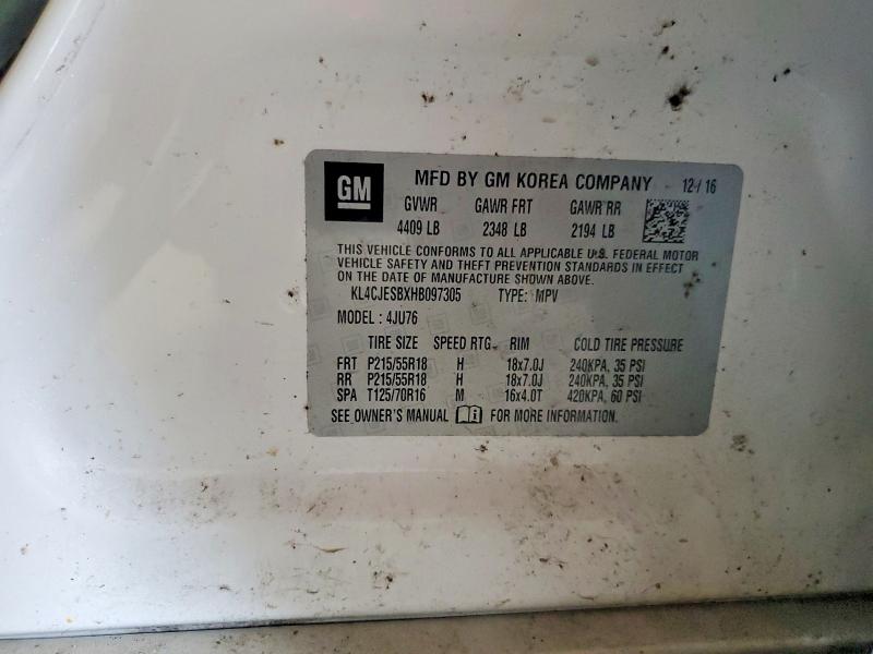 Продаж на аукціоні авто 2017 Buick Encore, vin: KL4CJESBXHB097305, номер лоту: 50162896