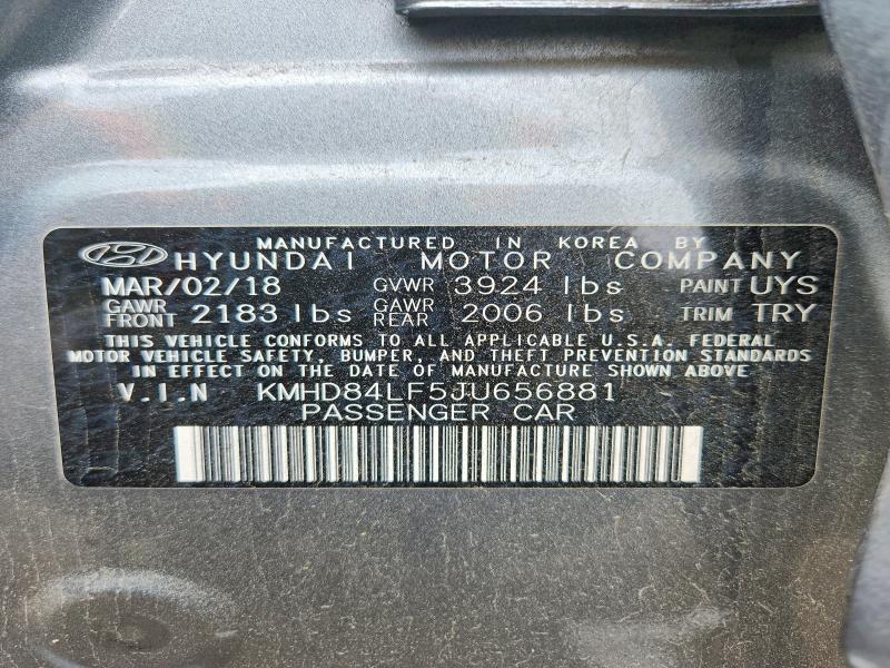 Продажа на аукционе авто 2018 Hyundai Elantra, vin: KMHD84LF5JU656881, номер лота: 50831386