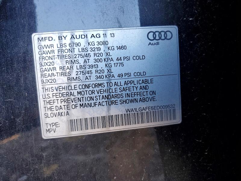 51211316 :رقم المزاد ، WA1LGAFE5ED009532 vin ، 2014 Audi Q7 مزاد بيع