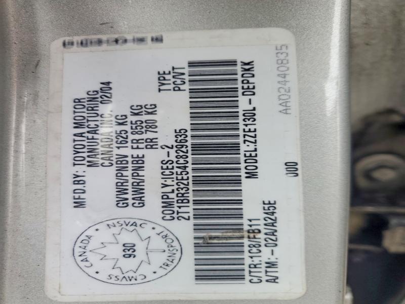 Aukcja sprzedaży 2004 Toyota Corolla, vin: 2T1BR32E54C829635, numer aukcji: 49813076
