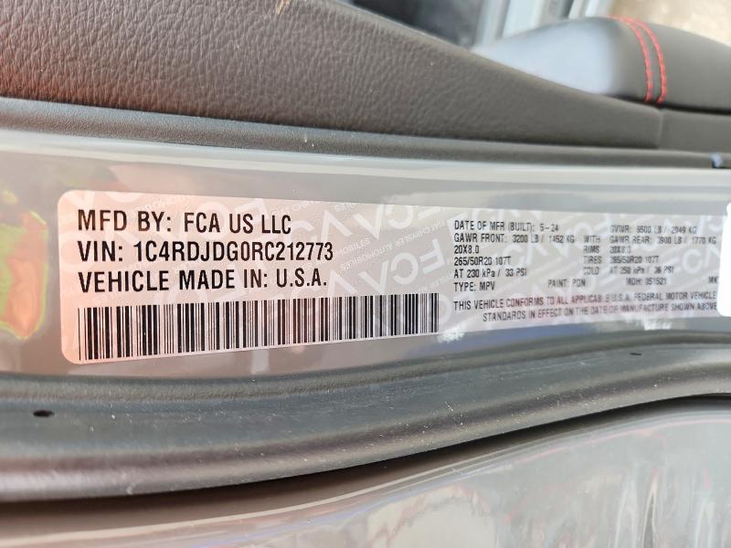 Продажа на аукционе авто 2024 Dodge Durango, vin: 1C4RDJDG0RC212773, номер лота: 51345706
