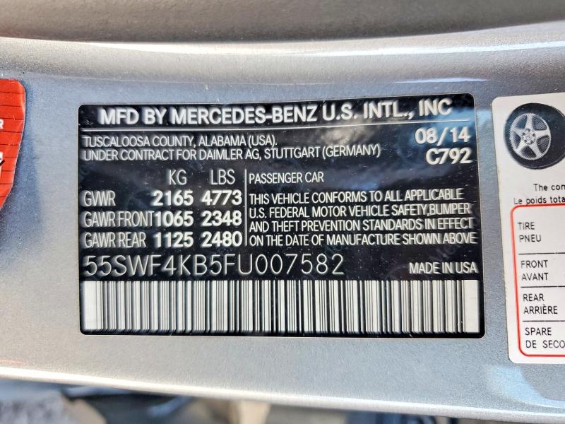 Продаж на аукціоні авто 2015 Mercedes-benz C, vin: 55SWF4KB5FU007582, номер лоту: 49651986