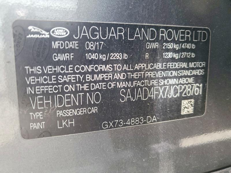 51346586 :رقم المزاد ، SAJAD4FX7JCP28761 vin ، 2018 Jaguar Xe مزاد بيع
