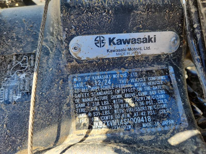 2025 Kawasaki Zx1002 მანქანა იყიდება აუქციონზე, vin: JKBZXVM14SA009418, აუქციონის ნომერი: 50953906