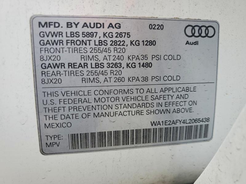 Продажа на аукционе авто 2020 Audi Q5 E, vin: WA1E2AFY4L2065438, номер лота: 49801296