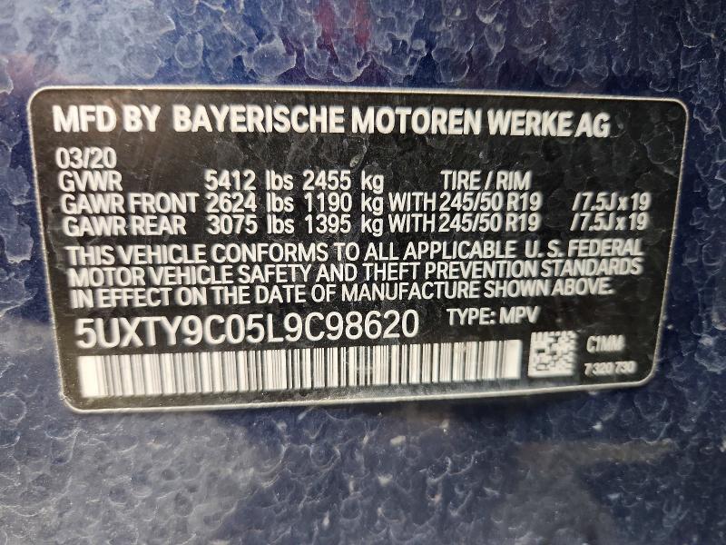 Aukcja sprzedaży 2020 Bmw X3, vin: 5UXTY9C05L9C98620, numer aukcji: 48800676