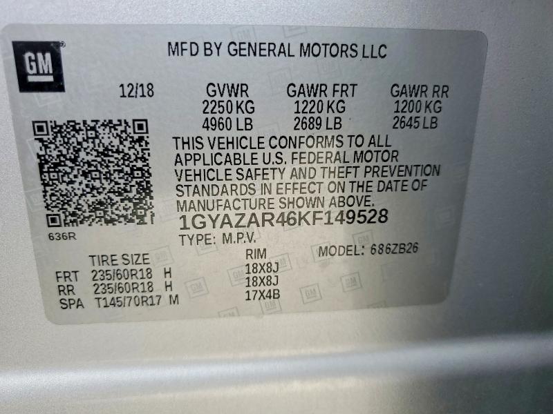 2019 Cadillac Xt4 მანქანა იყიდება აუქციონზე, vin: 1GYAZAR46KF149528, აუქციონის ნომერი: 51199446
