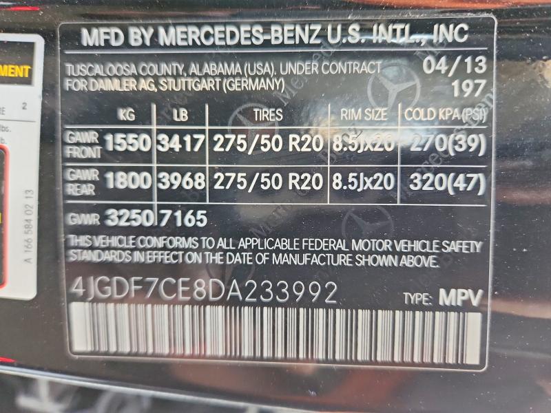 Aukcja sprzedaży 2013 Mercedes-benz Gl, vin: 4JGDF7CE8DA233992, numer aukcji: 50283676