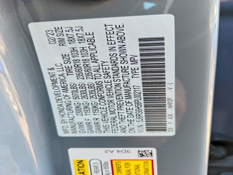 Продажа на аукционе авто 2023 Honda Cr-v, vin: 5J6RS6H58PL002117, номер лота: 50552156