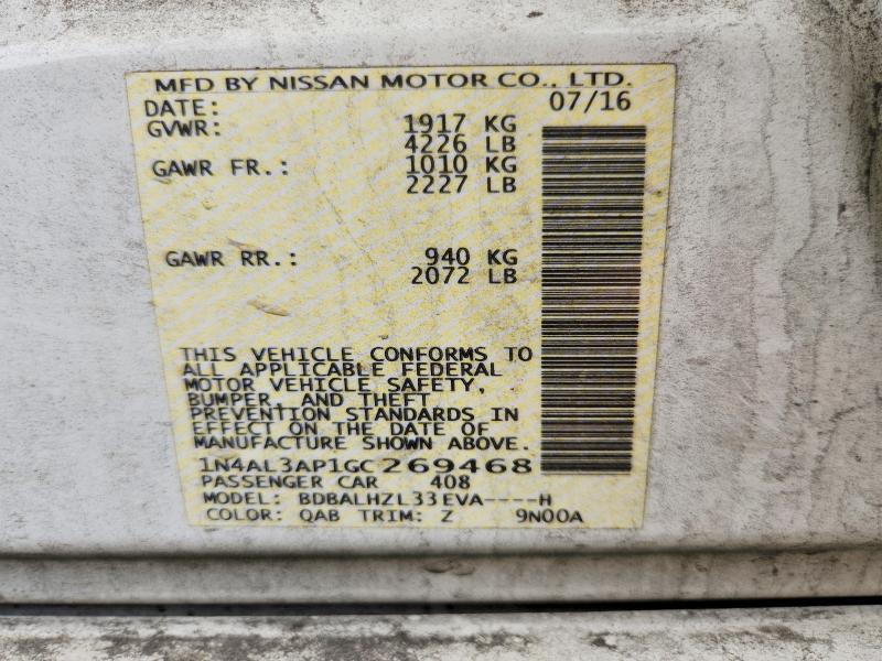 48583406 :رقم المزاد ، 1N4AL3AP1GC269468 vin ، 2016 Nissan Altima مزاد بيع