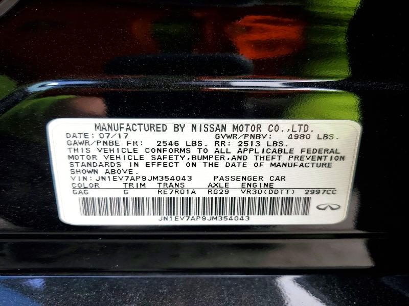 2018 Infiniti Q50 მანქანა იყიდება აუქციონზე, vin: JN1EV7AP9JM354043, აუქციონის ნომერი: 48637236