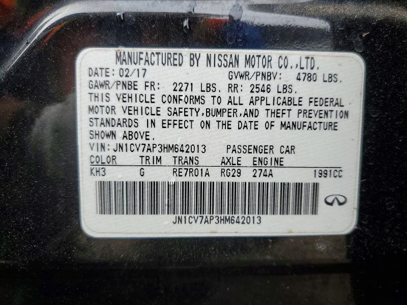 Aukcja sprzedaży 2017 Infiniti Q50, vin: JN1CV7AP3HM642013, numer aukcji: 50973776