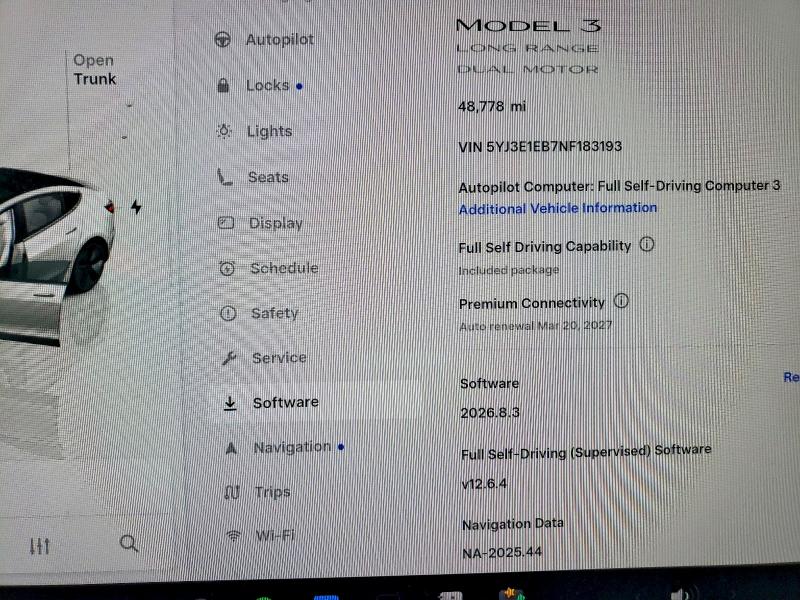49835836 :رقم المزاد ، 5YJ3E1EB7NF183193 vin ، 2022 Tesla Model 3 مزاد بيع