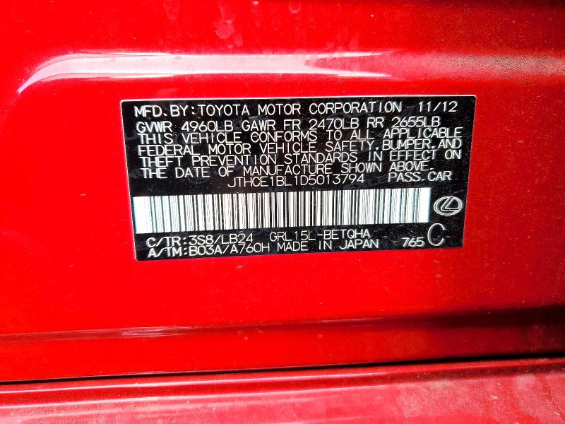 49048886 :رقم المزاد ، JTHCE1BL1D5013794 vin ، 2013 Lexus Gs 350 مزاد بيع