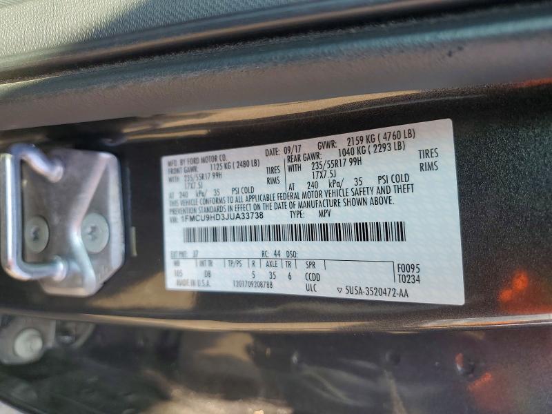 2018 Ford Escape მანქანა იყიდება აუქციონზე, vin: 1FMCU9HD3JUA33738, აუქციონის ნომერი: 51130596