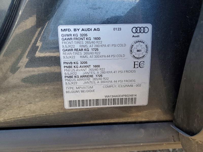 49897326 :رقم المزاد ، WA13AAGE4PB024814 vin ، 2023 Audi E-tron مزاد بيع