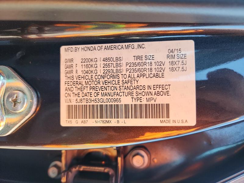 Aukcja sprzedaży 2016 Acura Rdx, vin: 5J8TB3H53GL000965, numer aukcji: 50277906