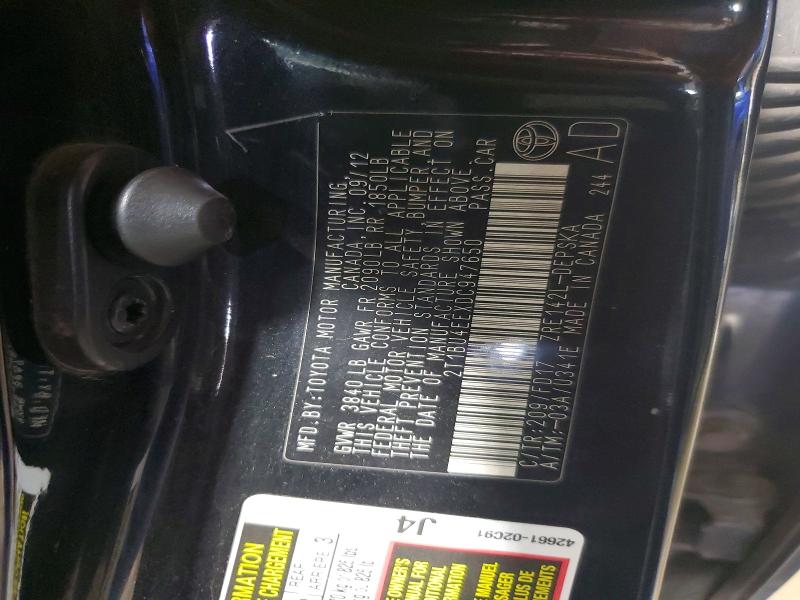 51874256 :رقم المزاد ، 2T1BU4EEXDC947650 vin ، 2013 Toyota Corolla مزاد بيع