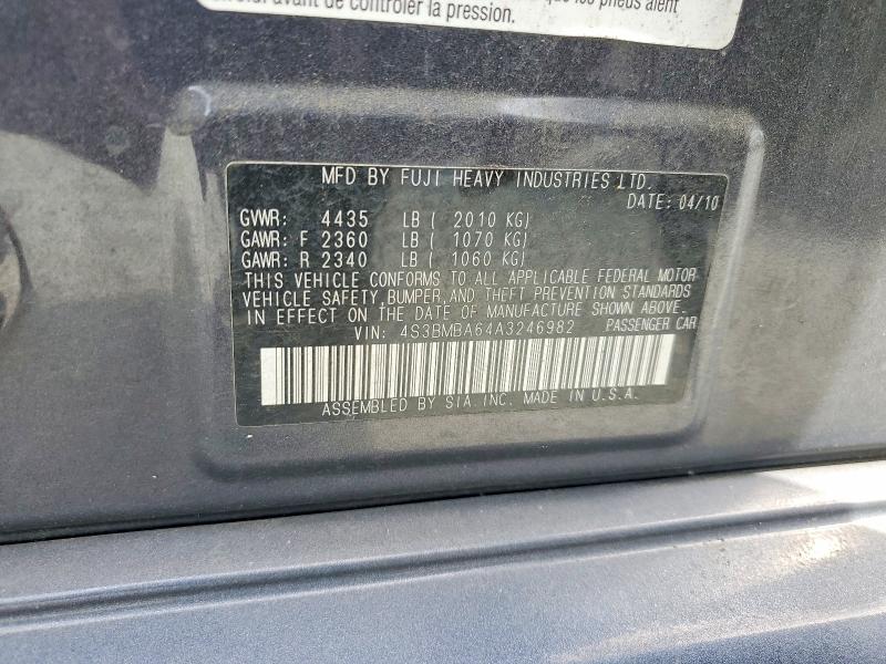 Продаж на аукціоні авто 2010 Subaru Legacy, vin: 4S3BMBA64A3246982, номер лоту: 49055336