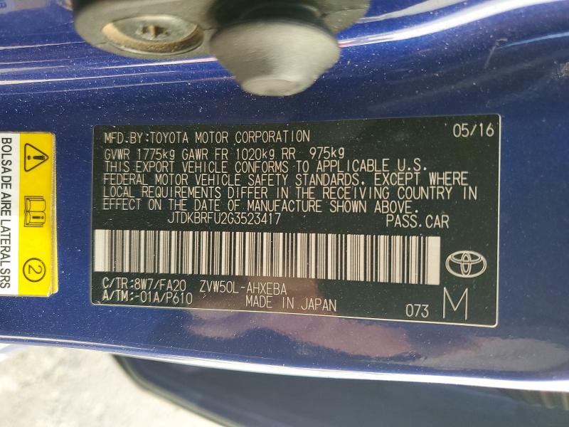 Продажа на аукционе авто 2016 Toyota Prius, vin: JTDKBRFU2G3523417, номер лота: 48568746