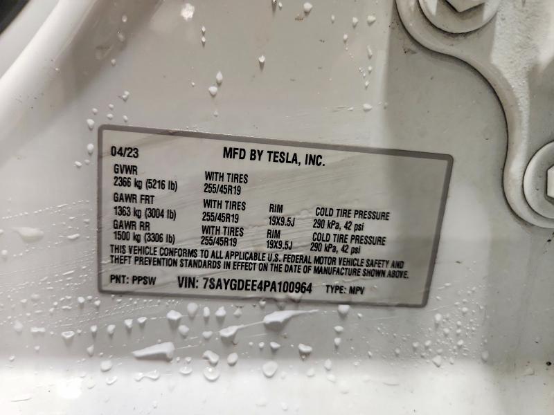 2023 Tesla Model Y მანქანა იყიდება აუქციონზე, vin: 7SAYGDEE4PA100964, აუქციონის ნომერი: 47962716