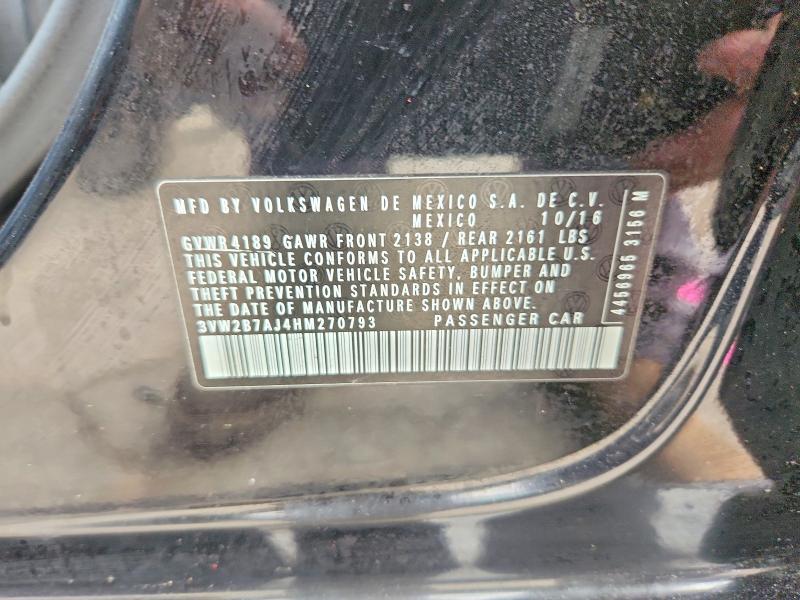 51645116 :رقم المزاد ، 3VW2B7AJ4HM270793 vin ، 2017 Volkswagen Jetta مزاد بيع
