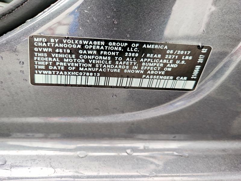 Aukcja sprzedaży 2017 Volkswagen Passat, vin: 1VWBT7A3XHC078813, numer aukcji: 51679736