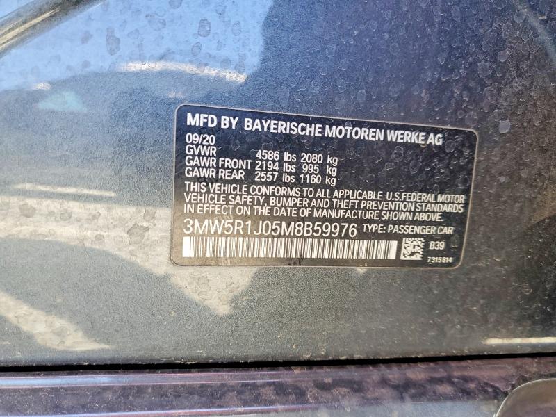 2021 Bmw 330i მანქანა იყიდება აუქციონზე, vin: 3MW5R1J05M8B59976, აუქციონის ნომერი: 50179536