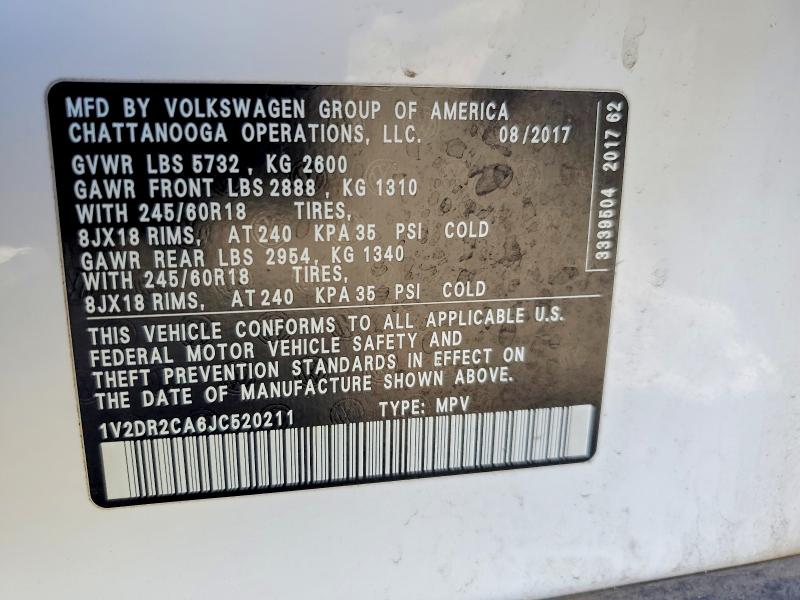 Aukcja sprzedaży 2018 Volkswagen Atlas, vin: 1V2DR2CA6JC520211, numer aukcji: 47997736