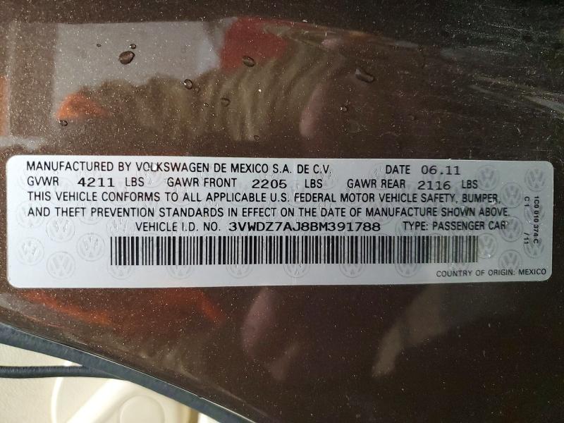 49391266 :رقم المزاد ، 3VWDZ7AJ8BM391788 vin ، 2011 Volkswagen Jetta مزاد بيع