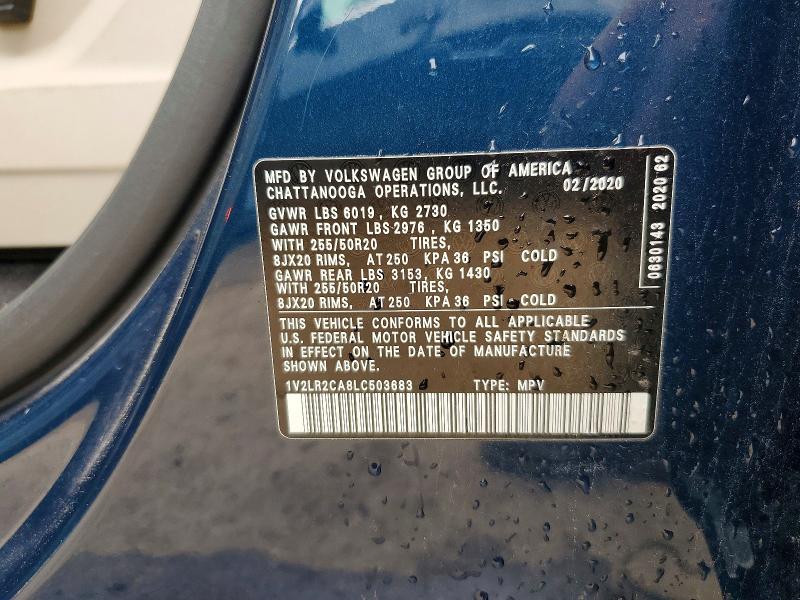 51071756 :رقم المزاد ، 1V2LR2CA8LC503683 vin ، 2020 Volkswagen Atlas مزاد بيع