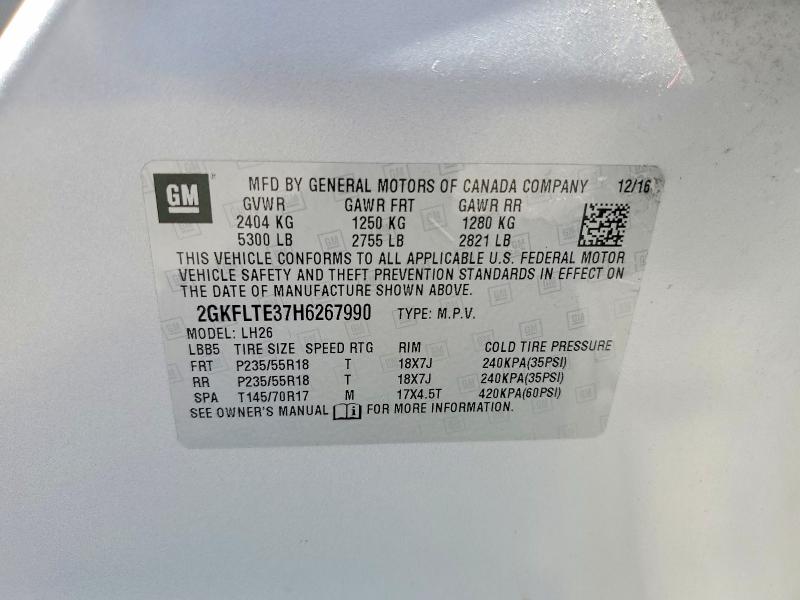 Aukcja sprzedaży 2017 Gmc Terrain, vin: 2GKFLTE37H6267990, numer aukcji: 51017856