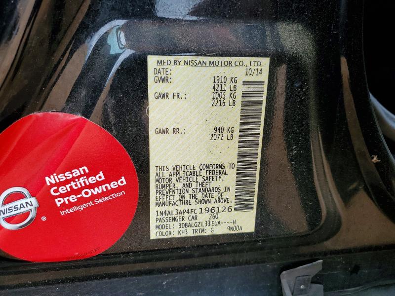 51584396 :رقم المزاد ، 1N4AL3AP4FC196126 vin ، 2015 Nissan Altima مزاد بيع